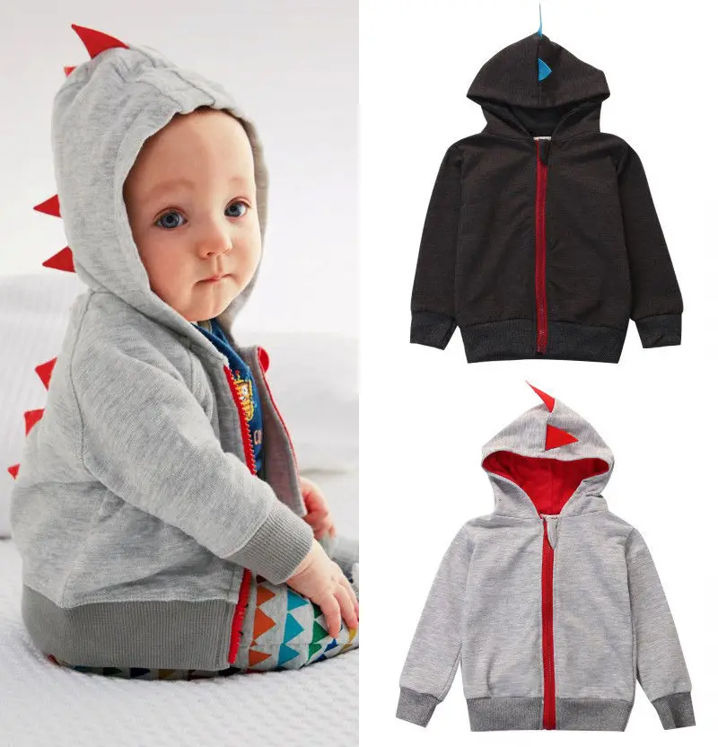 

Funny Lovely Causal Autumn Winter Toddler Baby Boys Coat 2 Style Long Sleeve Dinosaur Hooded Zipper Cotton Jacket Coat 0-3Y