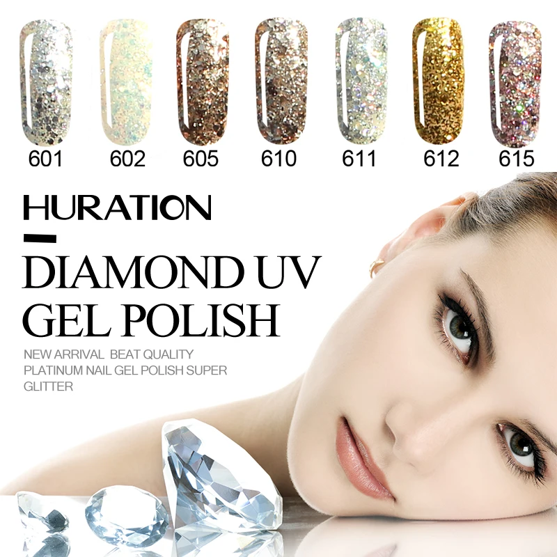 

Huration New Items for Nails 2018 UV Diamond Nail Gel Polish Led UV Gel Soak Off 8ml Gel Lacquer 3D Glitter Nail Art Gel Varnish