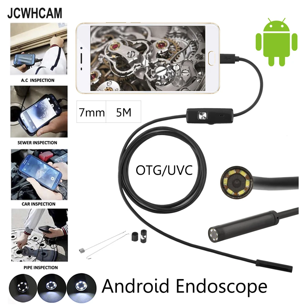 10 шт./лот Гибкая Usb-камера-эндоскоп в виде змеи для Android объектив 5 мм 7 0 кабель 2 м 3