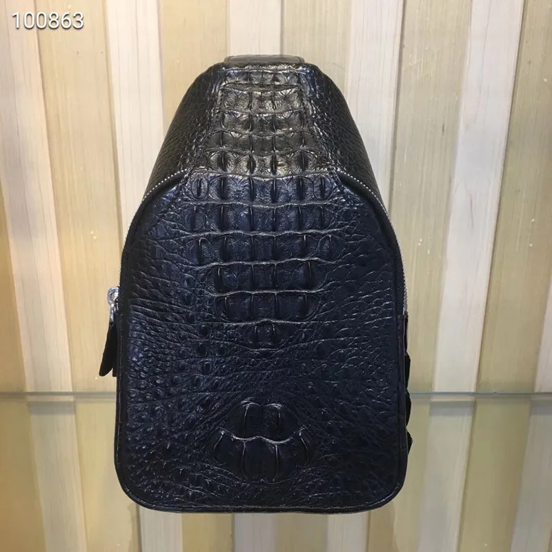 

Business Style Genuine Alligator Leather Male Small Chest Bag Real Crocodile Skin Men Crossbody Shoulder Bag Messenger Bag
