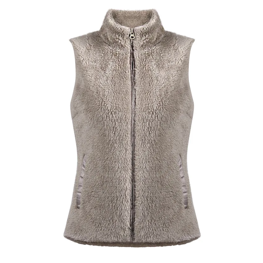 

Women Autumn Winter Sexy Plush Short Coat Ladies Fashion Jacket Sleeveless O Neck Zipper Coat Outerwear Jacket