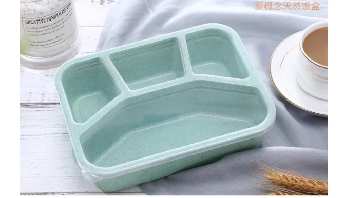 Bento Ланч-бокс для взрослых и детей, 4 отделения, контейнеры для хранения еды для путешествий, квадратный отсек, офисный ящик для быстрого питания