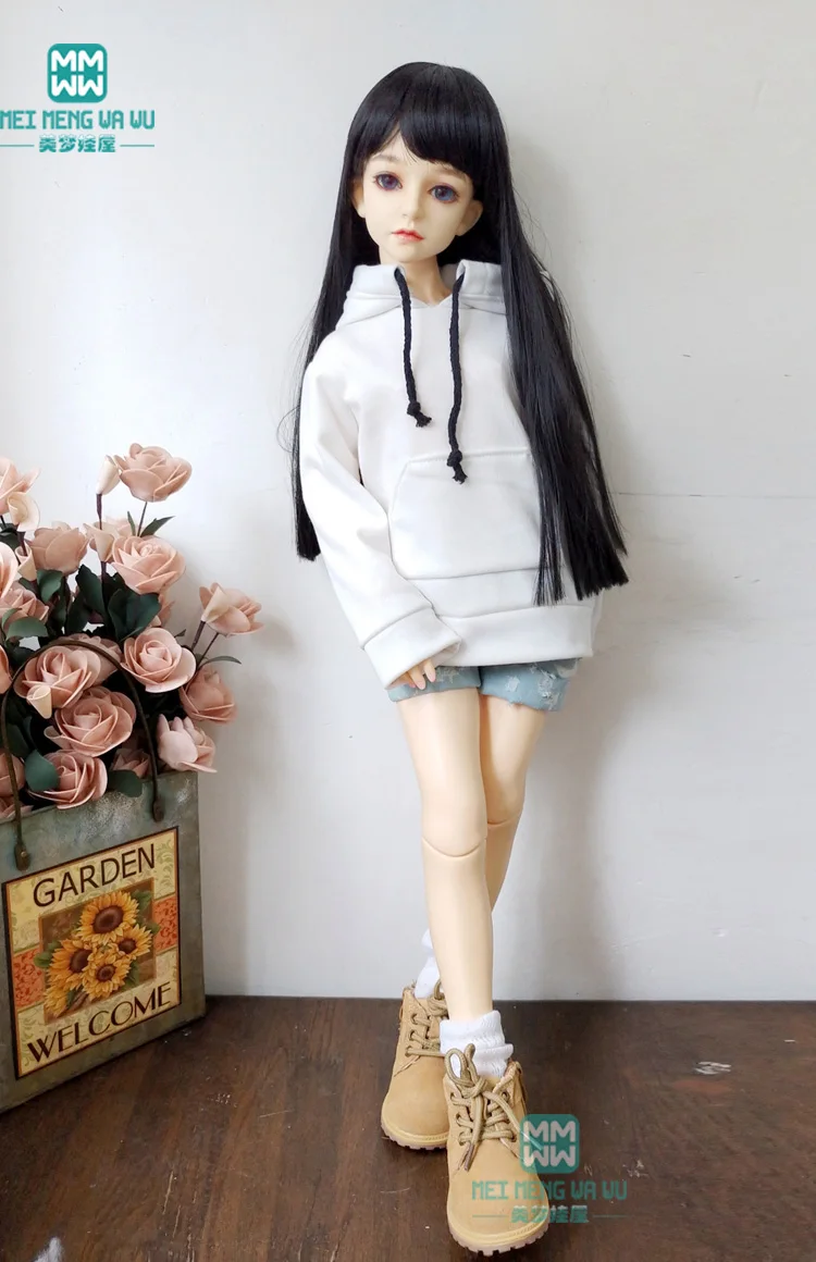 BJD Одежда для куклы подходит 60 см 1/3 BJD SD DD кукла модная Толстовка и джинсовые шорты белый красный черный синий