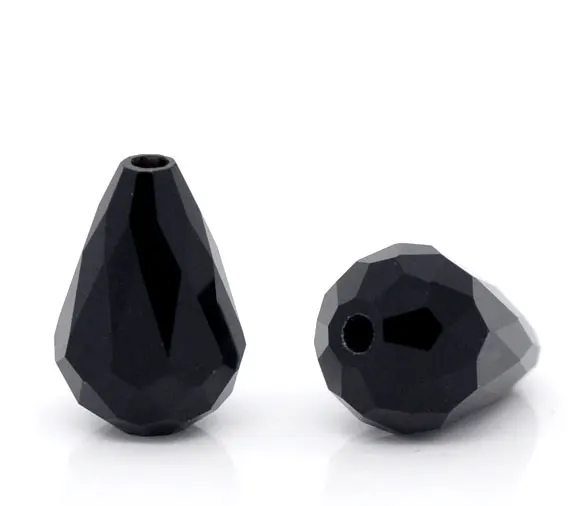 

DoreenBeads Glass Loose Beads Teardrop Black Faceted About 11mm( 3/8") x 8mm( 3/8"), Hole: Approx 1.2mm, 7 Pieces 2017 new