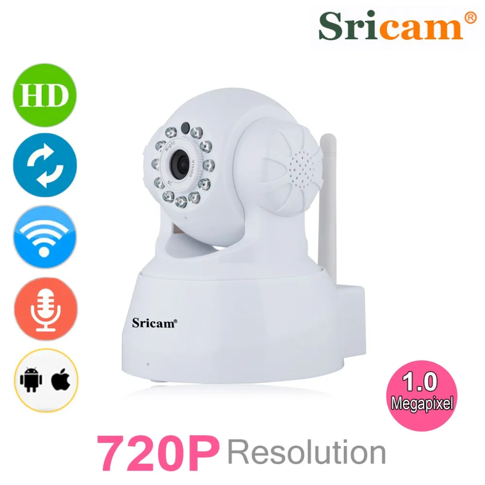 Местная доставка! Sricam SP012 Wifi Беспроводная CCTV IP камера 720P ONVIF панорамирование