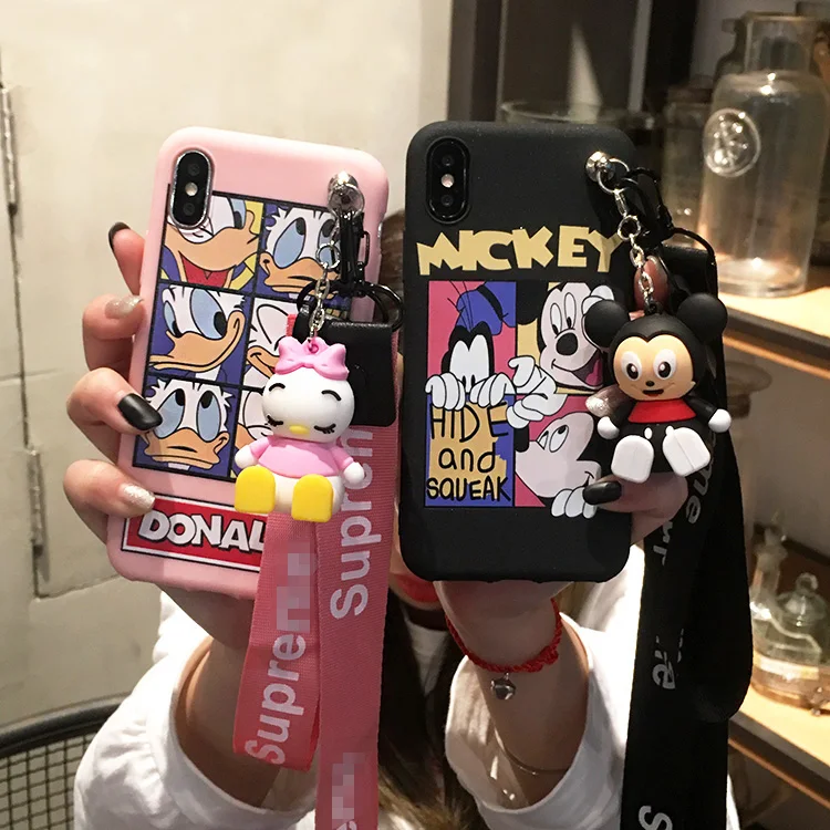 

SAM S10 Cartoon Daisy Case, Cute Mickey Mouse back phone cover for Samsung Galaxy S10e S10 plus Soft cover + toy + strap