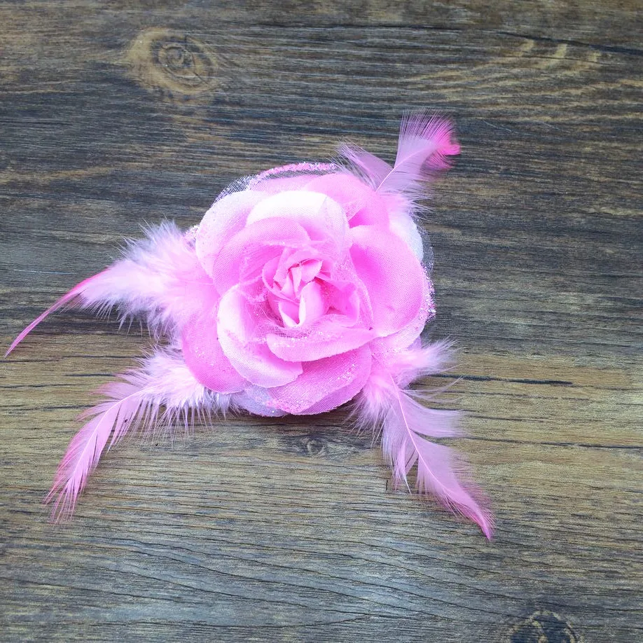 

HappyKiss 1pcs flower hair jewerly bride hair clip bride hair pin accessories for women wedding brooch pink flower crafts