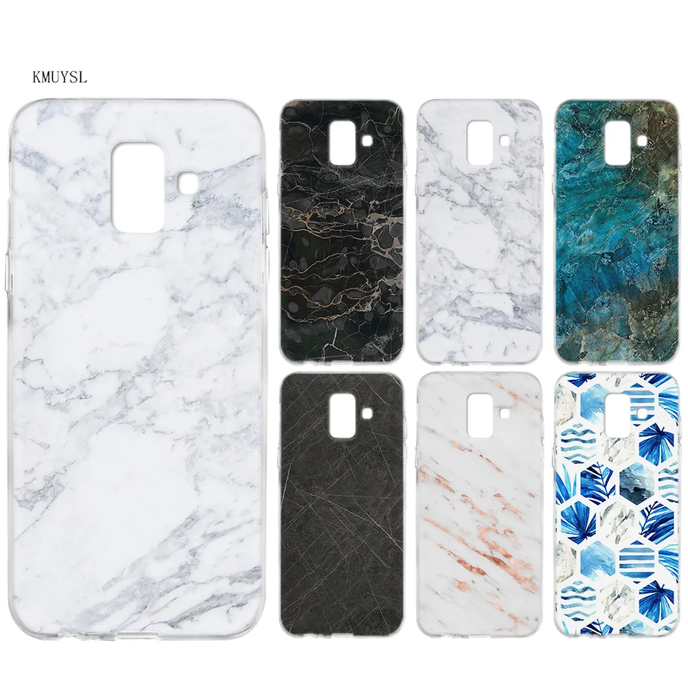 

Silicone Case for Samsung Galaxy A6 A8 J6 J4 Plus J8 A7 A9 2018 J4+ J6+ A6+ A8+ Cases Cover Coque Marble tiles stone painting