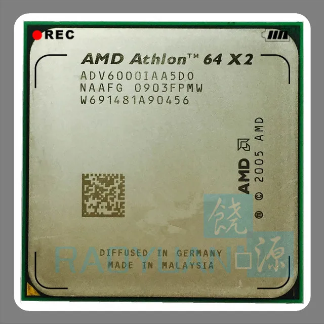 

AMD Desktop CPU Athlon X2 6000 X2 6000+ 3.1GHz ADV6000IAA5DO Dual-Core CPU Processor Socket AM2 940pin