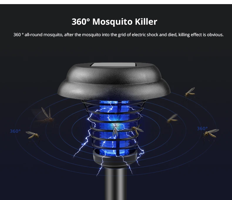 Открытый Сад света комаров убийца лампа, солнечная батарея, светодиодная Fly ошибках ловушка для насекомых Zapper вредителей убийство летнее освещение luces solares para снаружи
