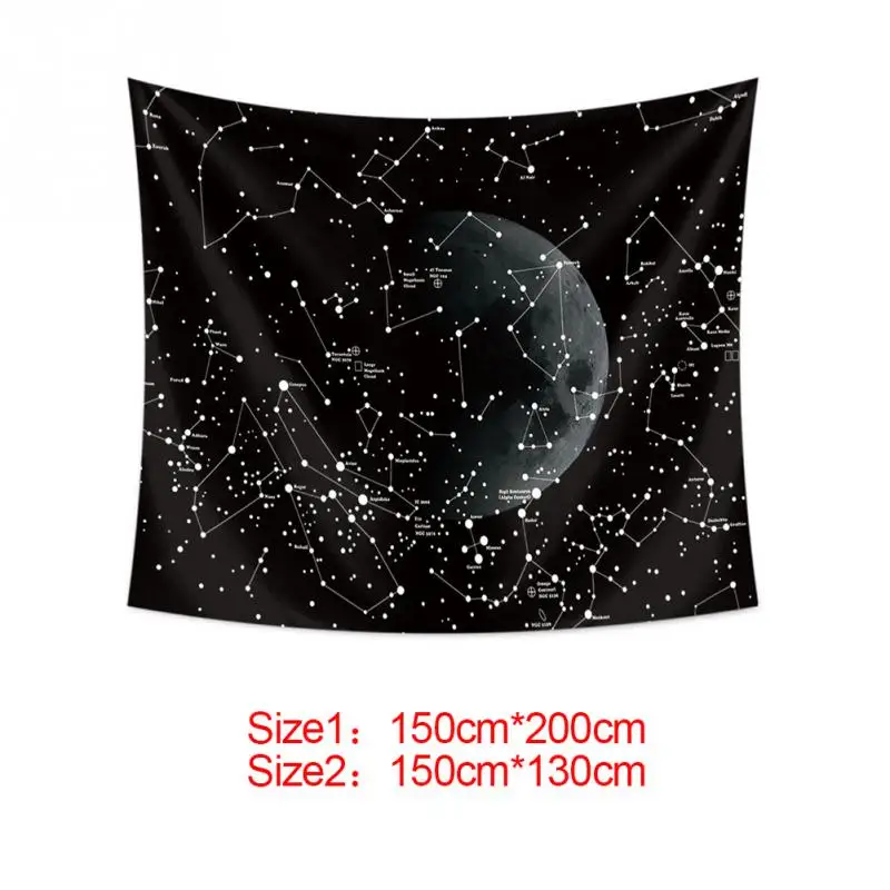 130*150 см/150*200 см черный цифровой пляжный гобелен с принтом, настенный Настенный декор с изображением Луны созвездий, гобелен