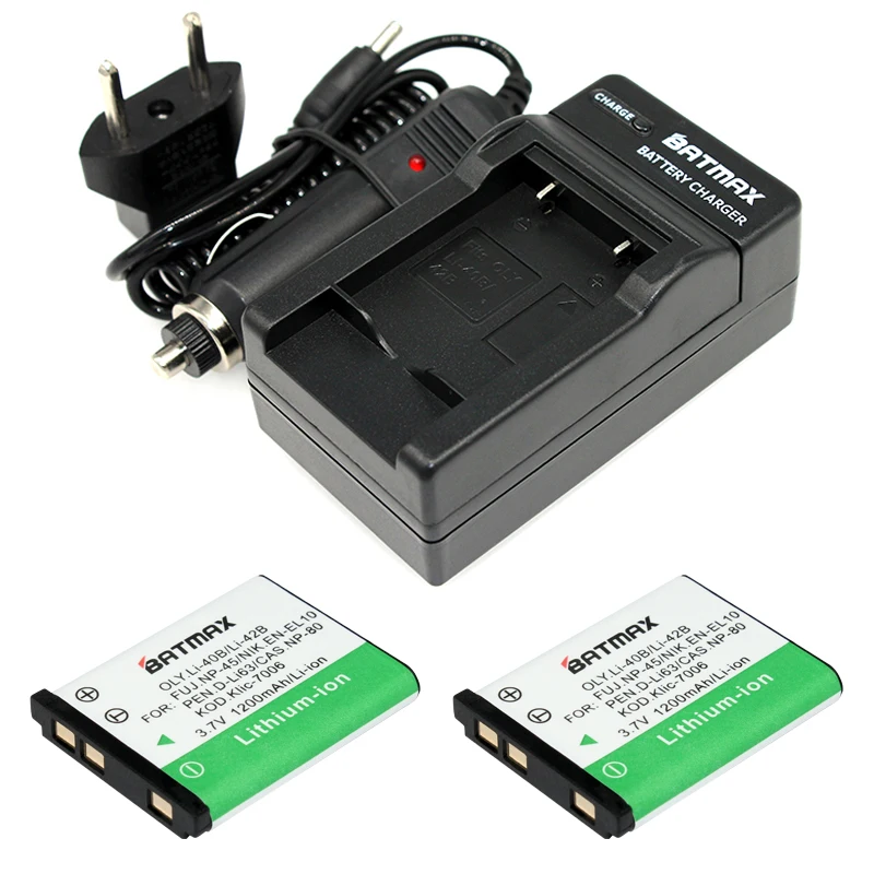 

High quality LI-40B LI-42B LI-40C 1200mAh Battery ( 2 pack) + Charger work with Olympus U700 U710 D-720 VR-330 X-Series cameras