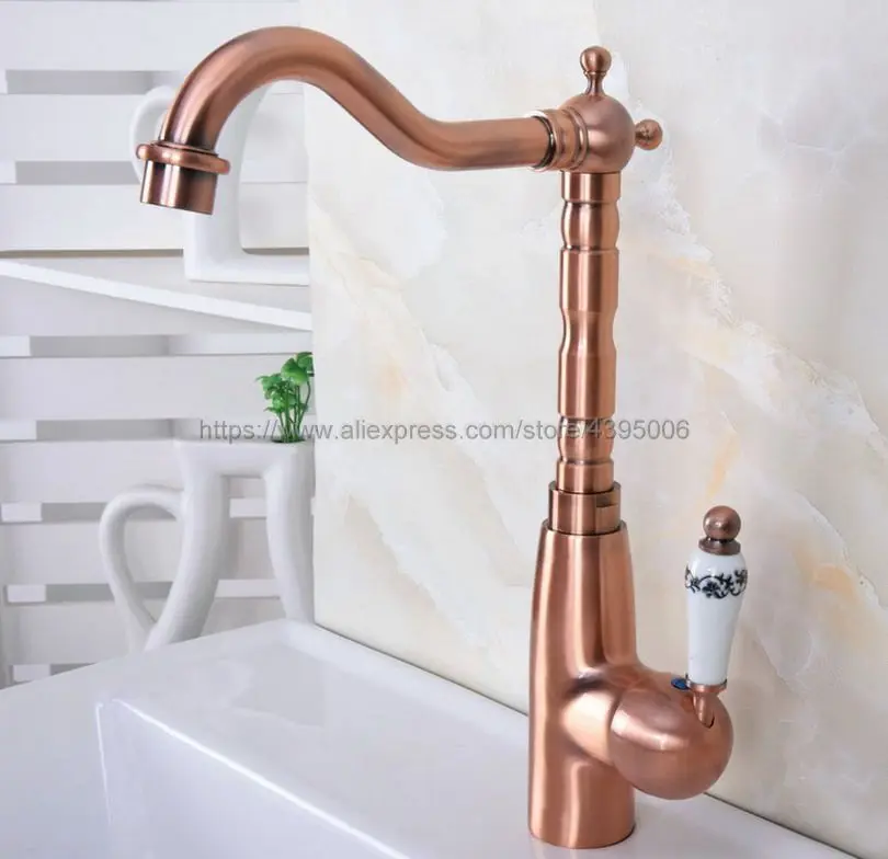 Antique Red Copper Basin Faucets Bathroom Sink Faucet Single Faucets Bathroom Sink Faucet Single