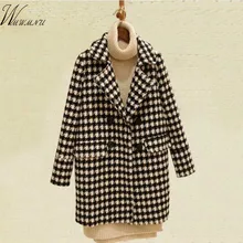 Весна осень Женское шерстяное клетчатое пальто новое модное элегантное облегающее шерстяное пальто Тип женские зимние шерстяные куртки женская верхняя одежда