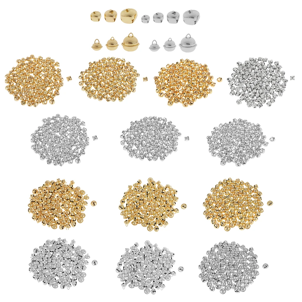 100Pcs Metal Christmas Jingle Bells Pendant Charms DIY Crafts 12mm Silver A