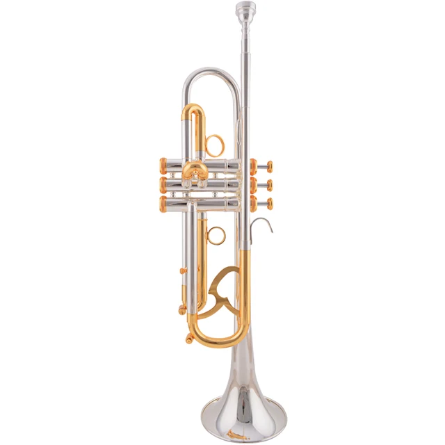 Cheap Professional JAZZOR Trumpet JATR-800 Gold & silver trompete/trumpeta B flat trumpets musical instruments,with case,mouthpiece