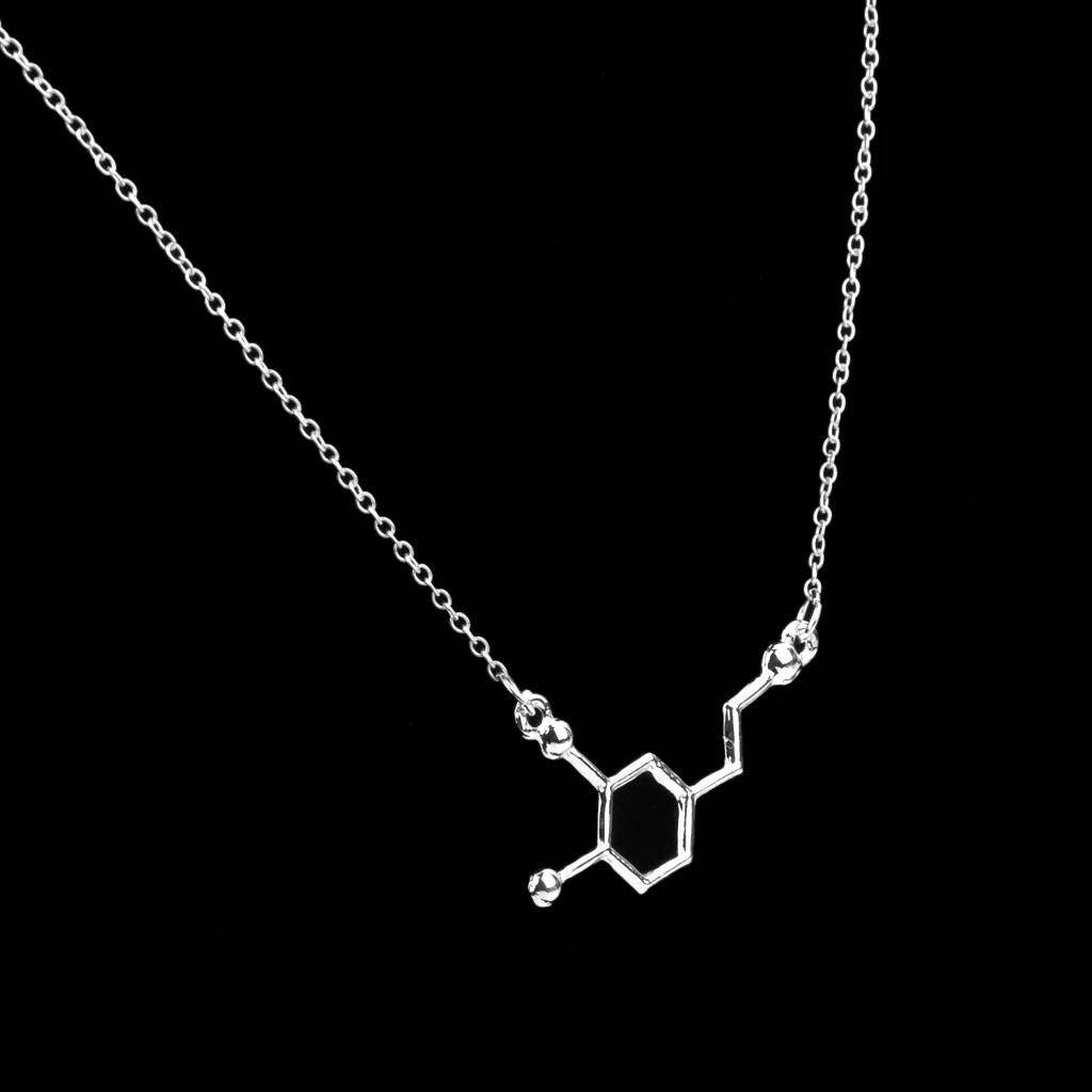 Chemistry Biochemistry Dopamine Molecule Silver Pendant Necklace Unisex