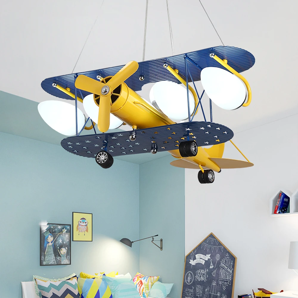 Cartoon LED Chandelier Kid's Room Airplane Ceiling Lamp Light Lighting Fixtures 