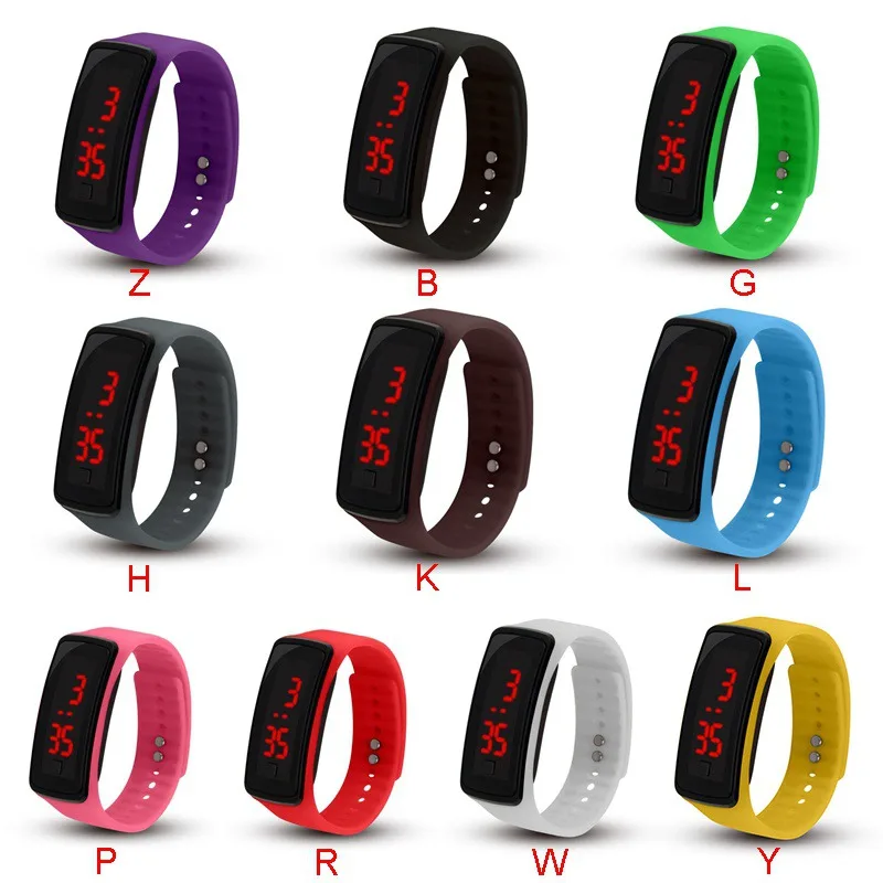 

Outdoor Leisure Sports Bracelet Led Electronic Digital Candy Color Silicone Bracelet For Men And Women