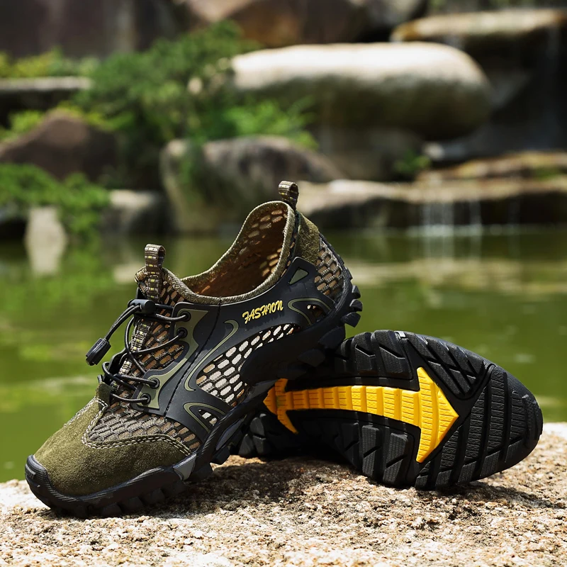 ZUFENG летние мужские треккинговые ботинки на открытом воздухе альпинистские противоскользящие износостойкие треккинговые ботинки дышащая сетка прогулочная обувь