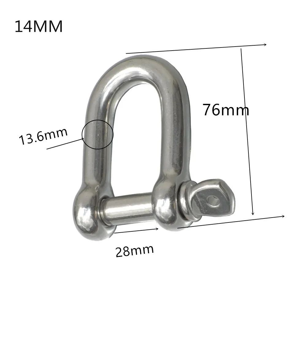 3pieces per lot Stainless Steel U Shape Shackles (M14) with Screw Pin