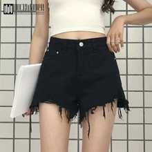 Duckwaver Новое поступление повседневные летние Горячая Распродажа джинсовые женские шорты высокие талии с меховой подкладкой ноги отверстия плюс размер сексуальные короткие джинсы
