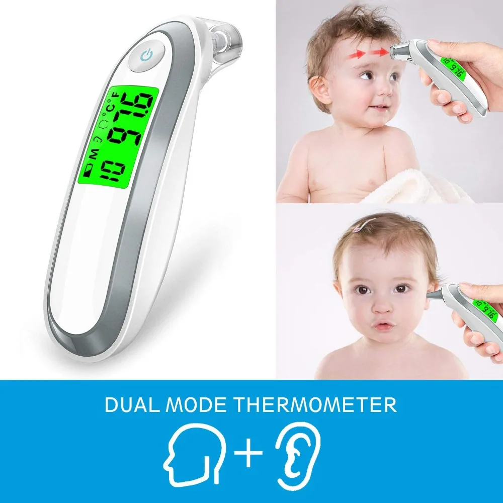 

Ear and Forehead Thermometer Digital Medical Infrared Thermometer with 3 Fever Indicators Convert Suitable for Infant Baby Child