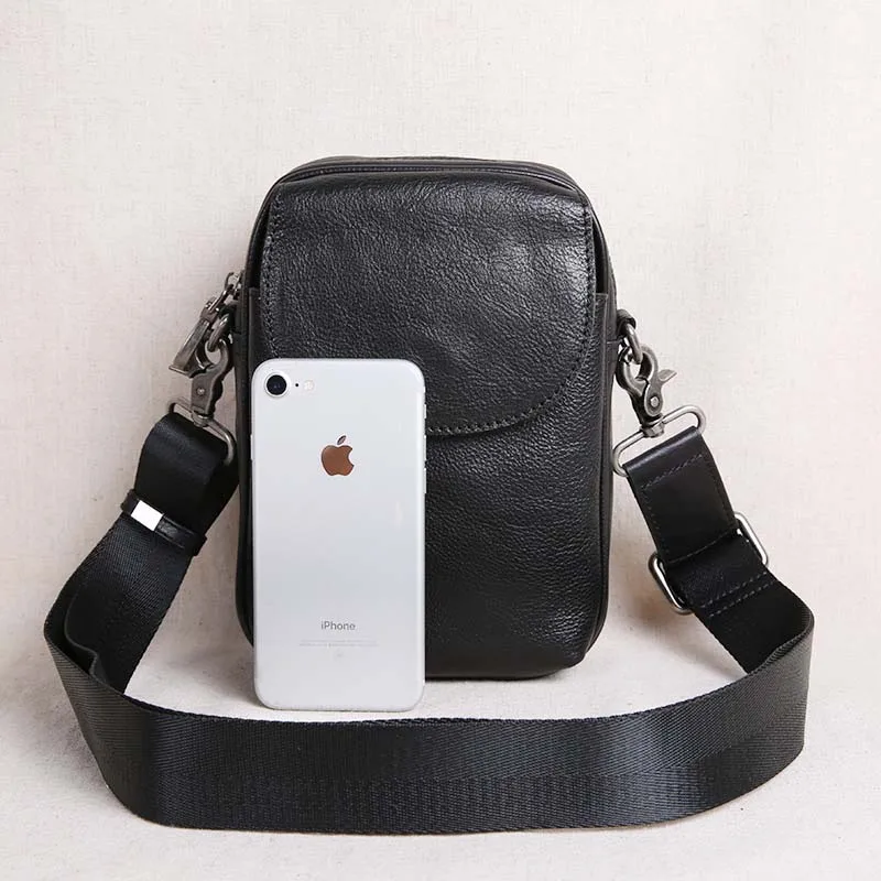

AETOO Leather mini bag shoulder bag Messenger bag head layer leather pockets men's multi-function mobile phone bag