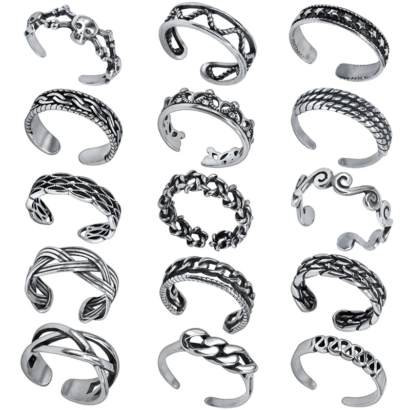 

ZS Stainless Steel Hip Hop Rings for Men Skull Star Crown Open Ring Goth Punk Jewelry for Women Male Biker Finger Bands 2019