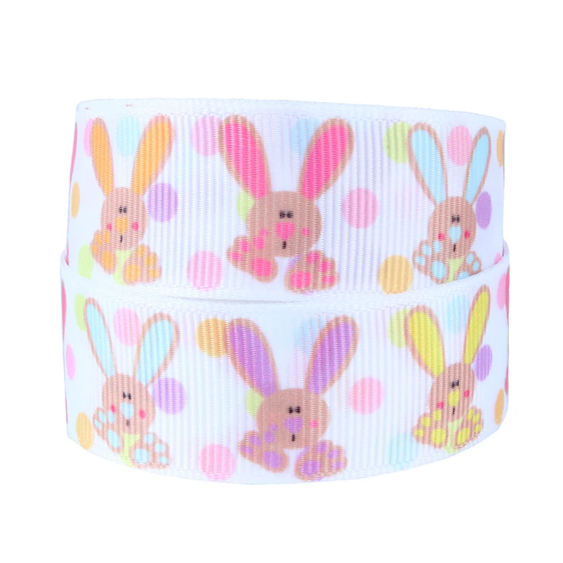 

Cute colorful rabbit Easter printed grosgrain ribbon for baby hair bows