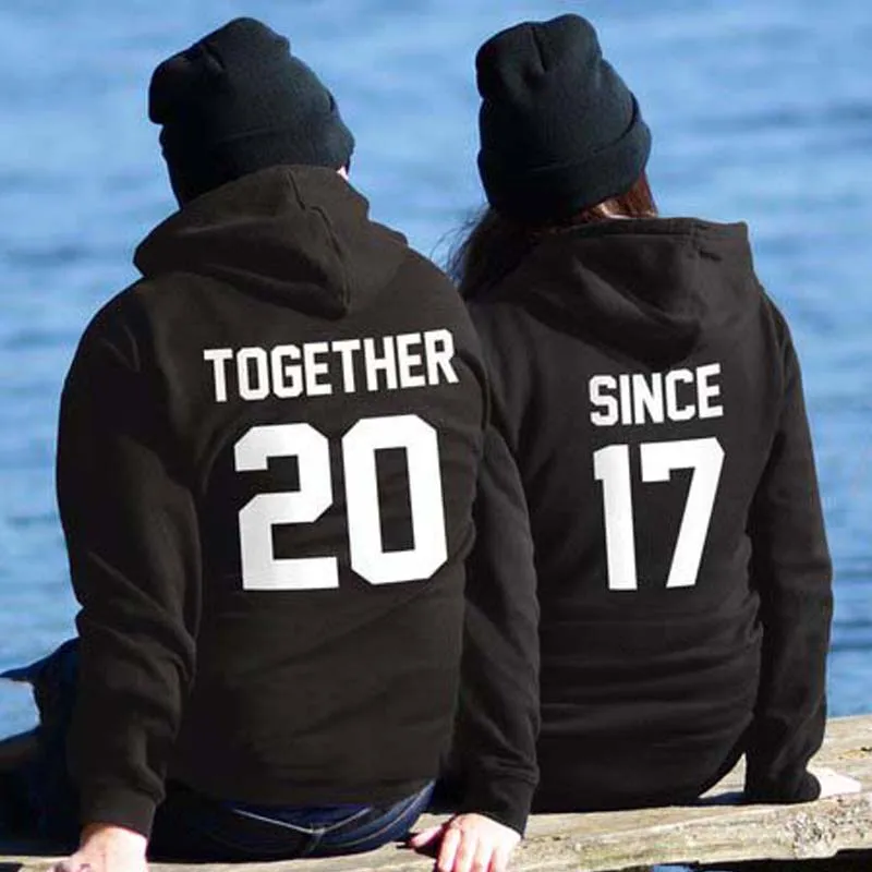 

2019 Women Couples Matching Sweatshirt Long Sleeve Jumper Pullover Valentine's Day Gifts Together Since Couples Hoodies Unisex