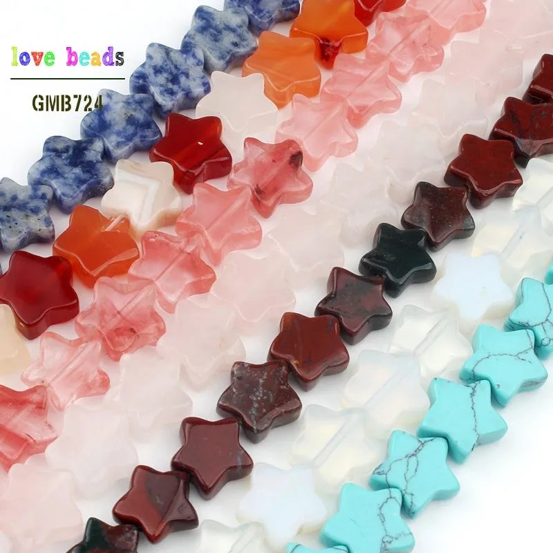 

Natural Aventurine Quartzs Jaspers Agates Stone 12x12mm 7.5 Inch Star shape Loose Spacer Beads for Jewelry Making DIY Bracelets