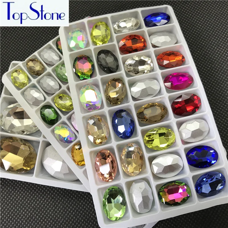 

Mix Colors Glass Crystals Oval Shape Pointback Rhinestone for Cloths DIY Decoration 4x6mm 6x8mm 8x10mm 10x14mm 13x18mm 18x25mm