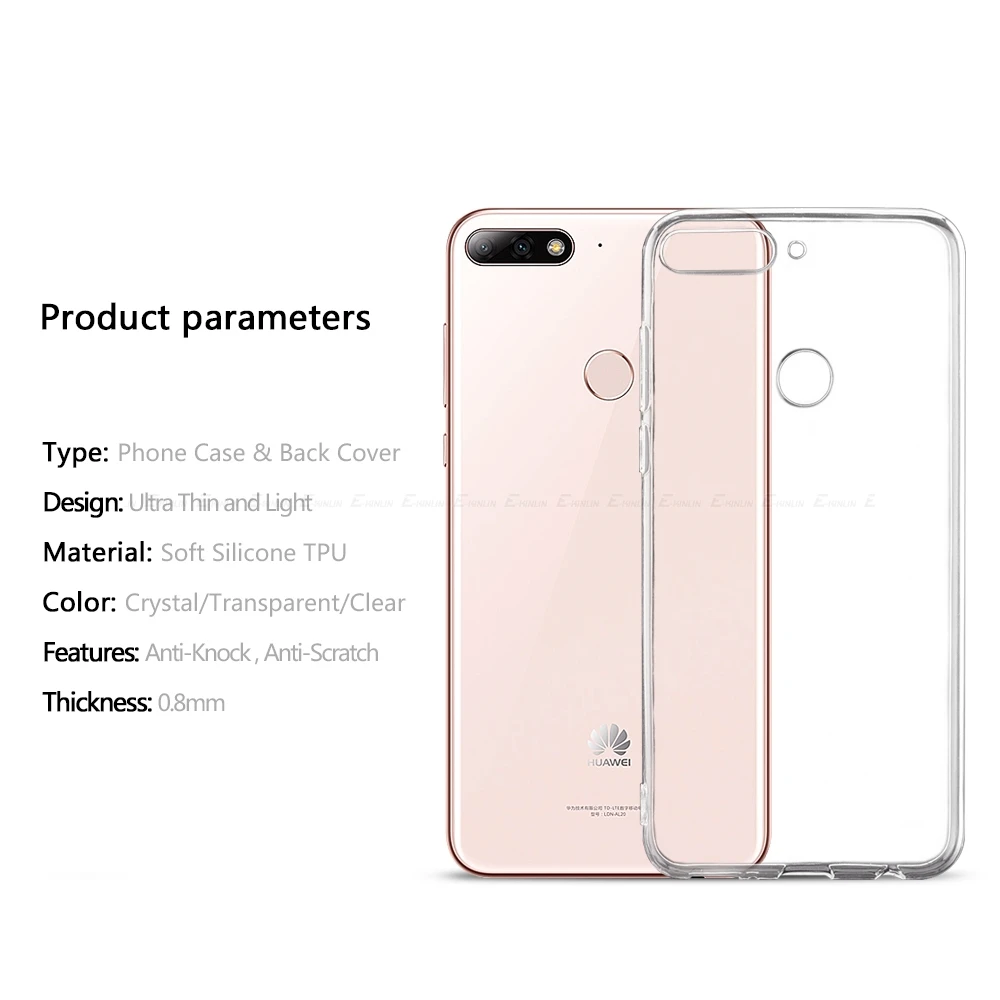 Прозрачный силиконовый чехол на заднюю панель для HuaWei Y9 Y7 Y6 Y5 Y3 II 2 3 Compact Prime Pro Lite 2019