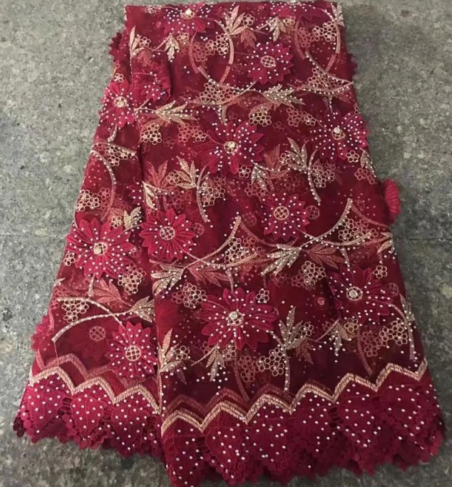 Модный дизайн Африканский Кружево ткани высокого вышивка гипюр кружевной ткани 3D Тюль Кружево с камнем для в нигерийском стиле