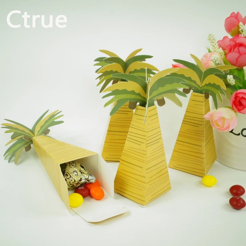 

30pcs coconut Palm Tree wedding favor candy box chocolate boxes wedding souvenirs lembrancinha de casamento decoration mariage