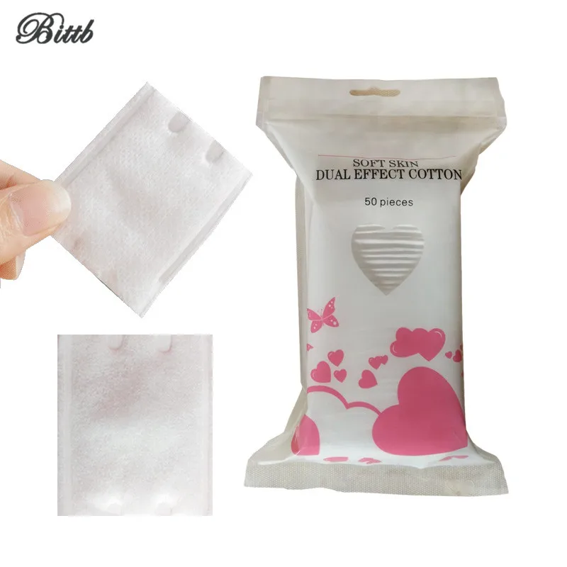 Bittb 50pcpack Natural Cotton Pads Facial Cosmetic Cotton Wipe Swab Beauty Make Up Tool Pads 