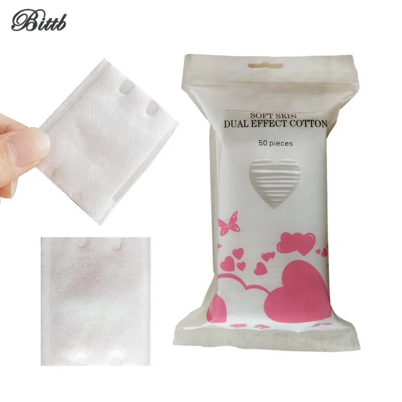 Bittb 50Pc/Pack Natural Cotton Pads Facial Cosmetic Cotton Wipe Swab Beauty Make Up Tool Pads