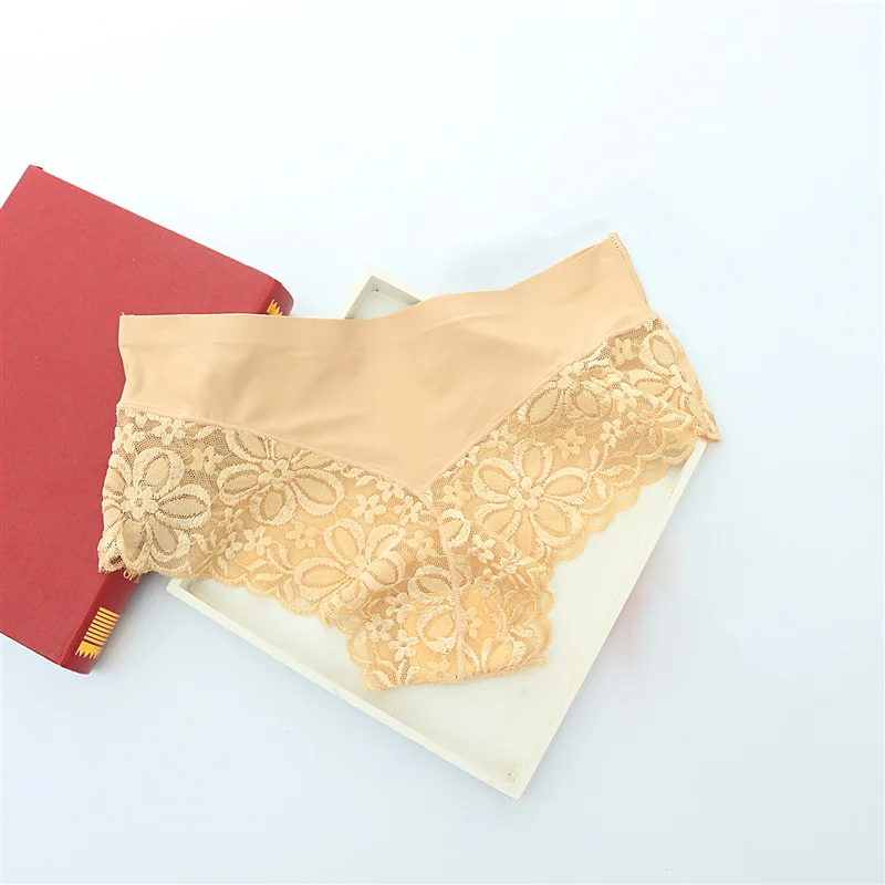 Women's Lace Seamless Briefs Ice Silk Panties Breathable Underwear Women Transparent Sexy Panty Cotton Crotch Panties Women 29 (6)