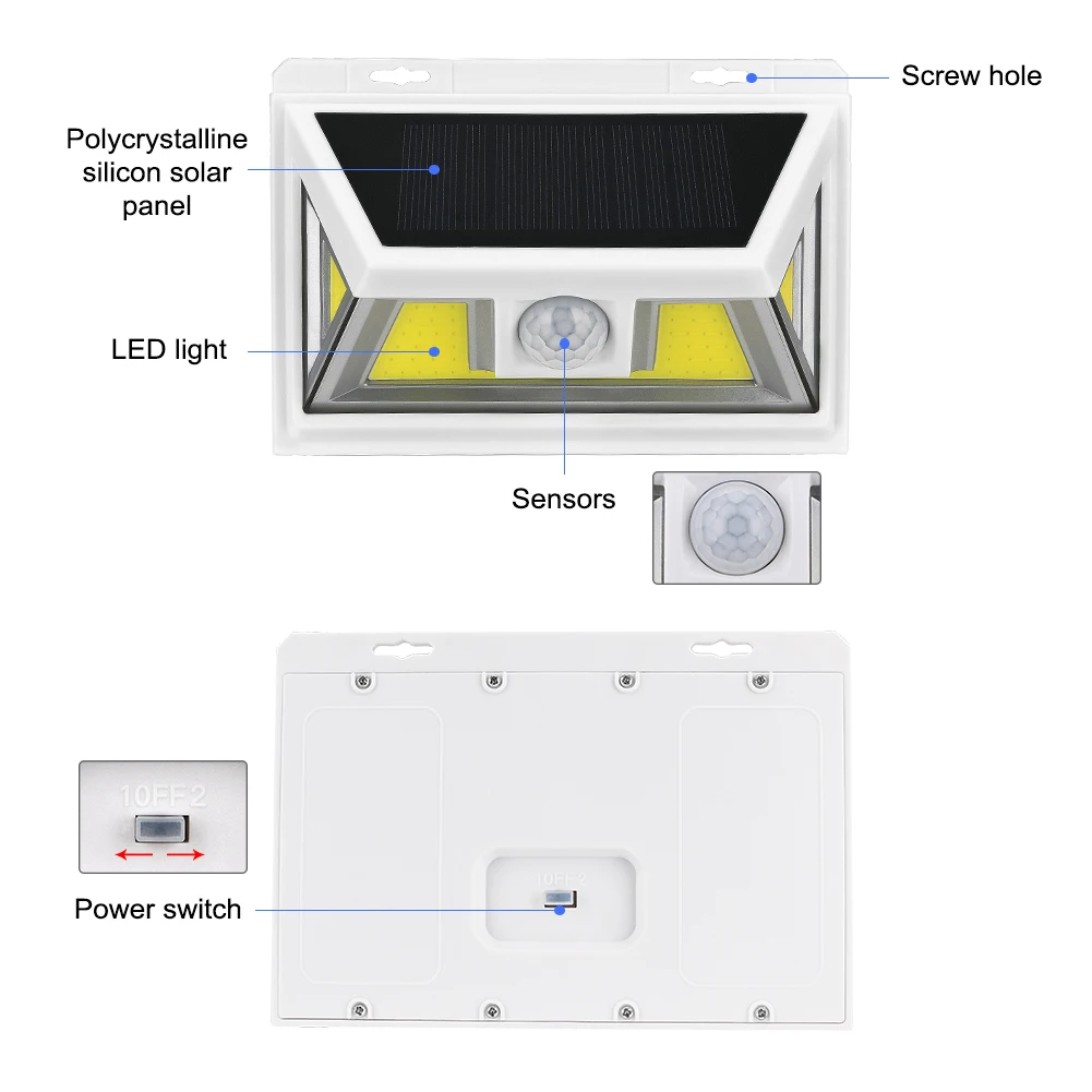 COB светодиодный настенный светильник на солнечных батареях движения PIR/Датчик солнечной лампы водонепроницаемый уличный дворовый путь домашний сад безопасность Бра Лампа