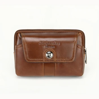 

Genuine Leather Men Waist Bag Small Wallet Purse Pocket mobile Phone Pouch Bags Travel Fanny Pack Belt Hip Bum Bag For Male 2018