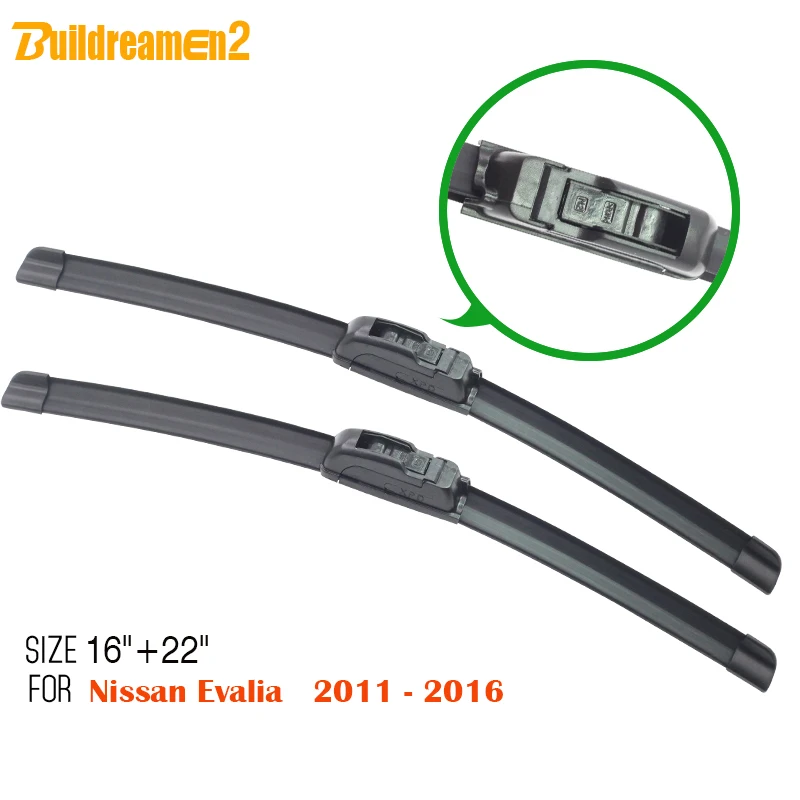 

Buildreamen2 Auto Car Soft Rubber Rain Wiper Blades Windshield 2Pcs Easy Insulation For Nissan Evalia 2011-2016