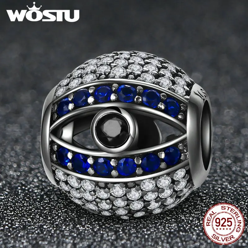 WOSTU, высокое качество, 925 пробы, серебряный глаз Назара, бусины, подходят к оригинальному WST, Браслет-Шарм, сделай сам, ювелирное изделие, отличный подарок, FIC172