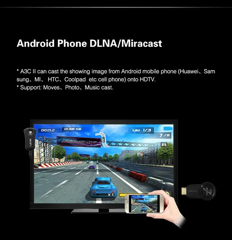 Measy a3c ii Plus беспроводной WiFi Дисплей приемник 1080 P HDMI ТВ-карта DLNA AirPlay miracast для смартфонов планшетных ПК в HD
