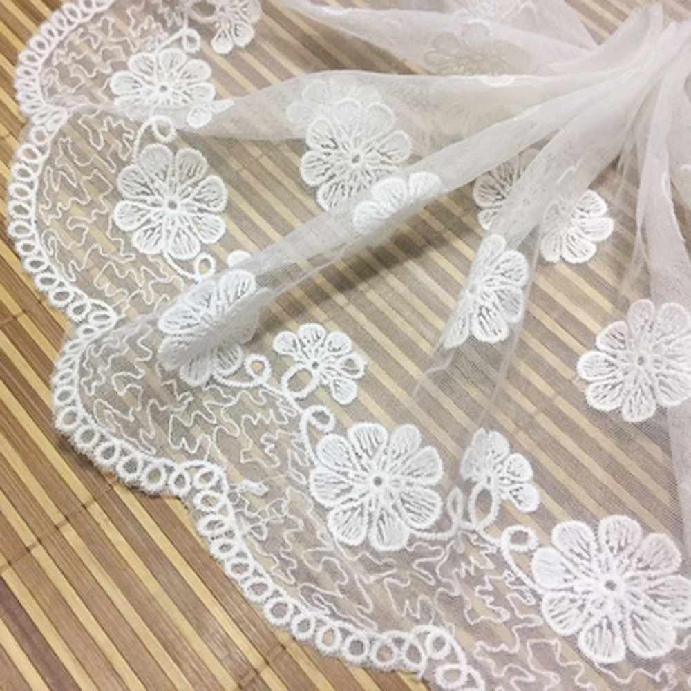 22 cm Width Tulle Lace Trim Ribbon Fabric Flower Embroidery Wedding Dress Accessories DIY Sewing