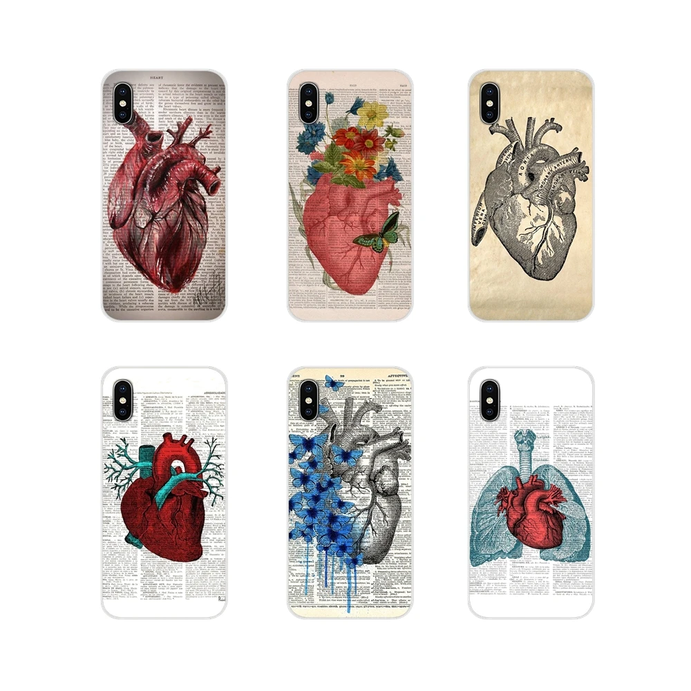 

Soft Silicone Case For Samsung Galaxy A5 A6S A7 A8 A9S Star J4 J6 J7 J8 Prime Plus 2018 Vintage Medical Anatomical Heart Diagram