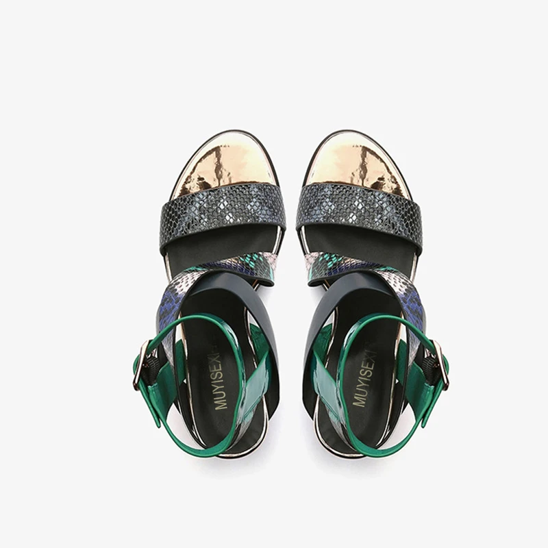 Женские сандалии-гладиаторы разных цветов с перекрестными ремешками; Прозрачный квадратный каблук; обувь из натуральной кожи с узкими ремешками; HL157 muyisxi