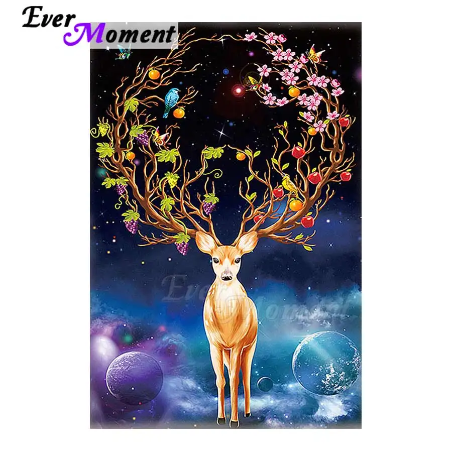

Ever Moment Diamond Painting Deer Flower Full Square Drill Cross Stitch Handmade Diamond Embroidery 5D DIY Mosaic Decor 3F253