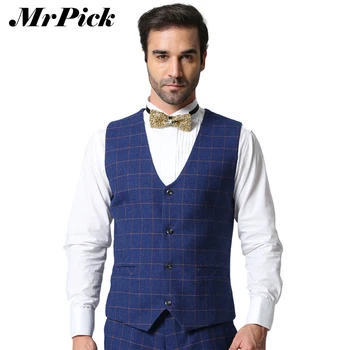 

Casual Slim Fit Men Suit Vest 2015 New Brand Fashion Plaid Vest High Quality 2 Color Men Clothes V Neck Z1973