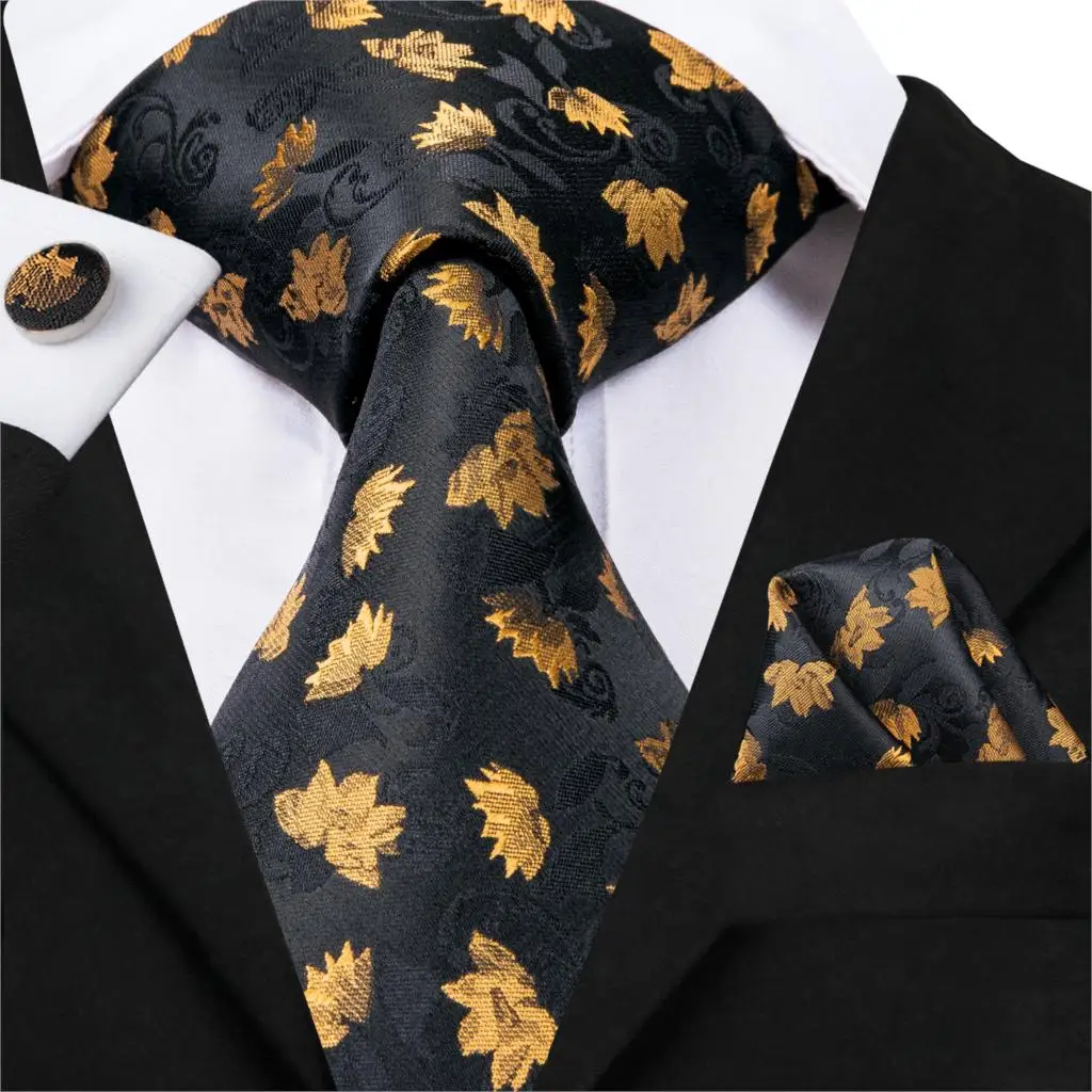 Designer Brand Neckties For Man 100 Silk Black Jacquard Woven Ties